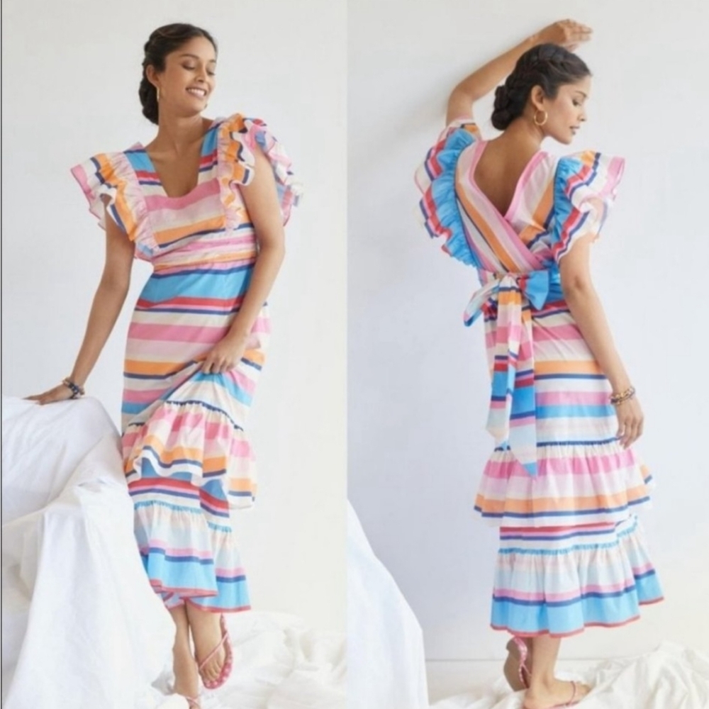 Anthropologie Plenty By Tracy Reese Rainbow Stripe Dress